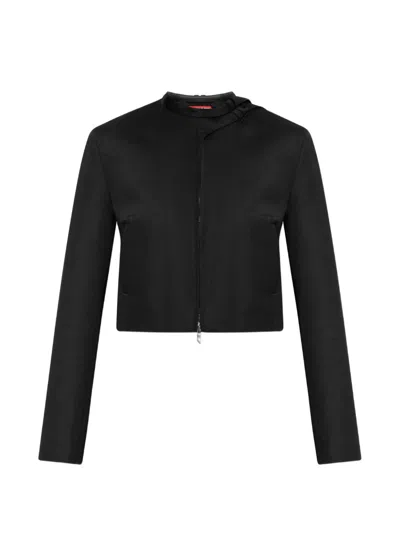 Diesel Tailored Jacket With Biker-neck Strap In Black