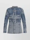 Diesel Tailored Jacket With Stand Collar And Distressed Detailing