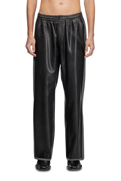 Diesel Tailored Track Pants With Coated Front In Black