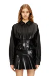 Diesel Tailoring Shirt-jacket With Coated Pleats In Black