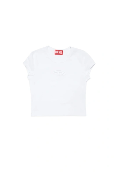 Diesel Kids' Tangie T-shirt  Oval D Branded T-shirt In White