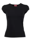 Diesel Women Black Stretch Jersey Logo T-angie-od T-shirt In Black