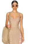 Diesel 'm-calimera' Beige Dress With Insert Design And Second Skin Effect In Brown