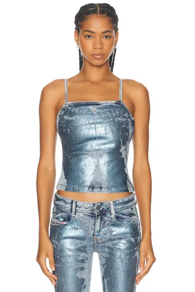 Diesel Top Con Spalline In Denim Pop-color In Blue