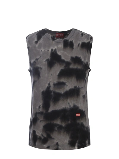 Diesel T-bisco-n5 Tie-dye Tank Top In Grey