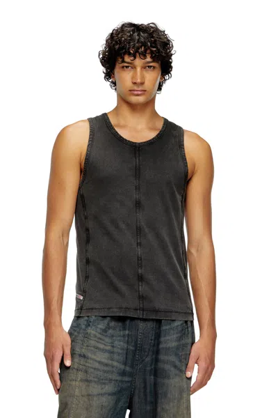 Diesel Tank Top In Denim-look Jersey In Black