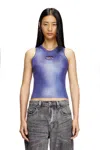 Diesel Tank Top In Metallic Ribbed Knit In Violet