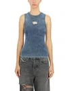 Diesel Ribbed Sleeveless Top With Distinctive Logo Detail
