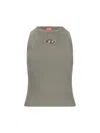 Diesel M-caddix Ribbed Logo Tank Top In Green