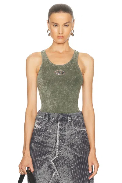 Diesel T-avena Denim Tank Top In Olive & Green