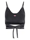 Diesel Denim-look Vest Top With Wrap Ties In Black