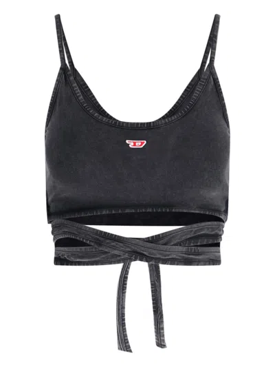 Diesel Womens 02a T-leya-tail Wrap-around Cotton-jersey Top In Black