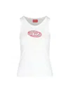 Diesel 't-lins' White Top With Contrasting Oval D Logo On The Front In White