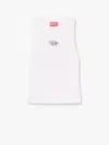 Diesel Oval-d Logo Ribbed Tank Top In White