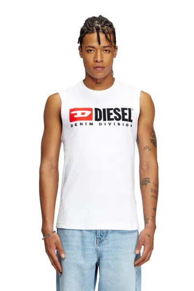 Diesel T-isco-div Cotton Tank Top In White