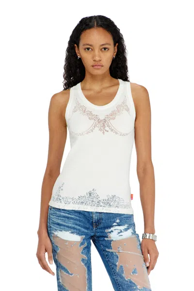 Diesel Tank Top With Devoré Lace Effect In White