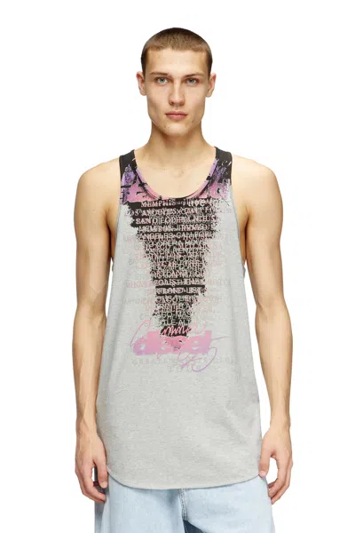 Diesel Tank Top With Lyrics Print In Grey