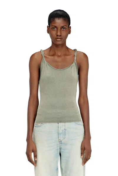 Diesel Tank Top With Twisted Straps In Green