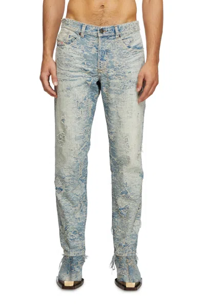 Diesel 'd-finitive' Light-blue Jeans With Worn Effect