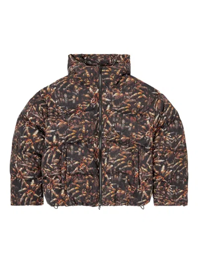 Diesel Tarantulas-print Hooded Padded Jacket In Multi