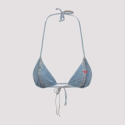 Diesel Tatiana Triangle Halter Neck Denim Bikini Bra In Blue