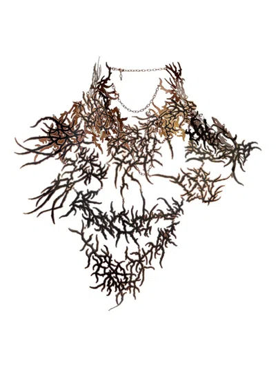 Diesel Tattoo Plastron Necklace In Silver