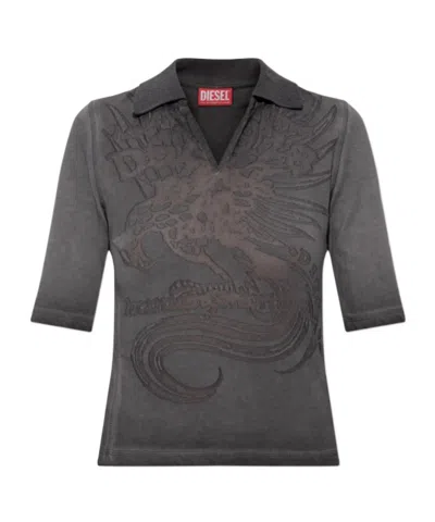 Diesel T-bea Burnout-logo T-shirt In Black
