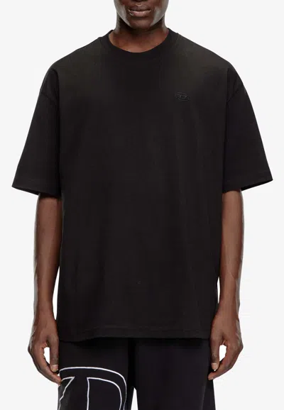 Diesel Oval D Straight Hem Crewneck T-shirt In Black