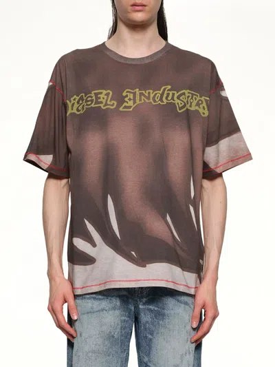 Diesel Dark Brown Graphic T-shirt In Multi