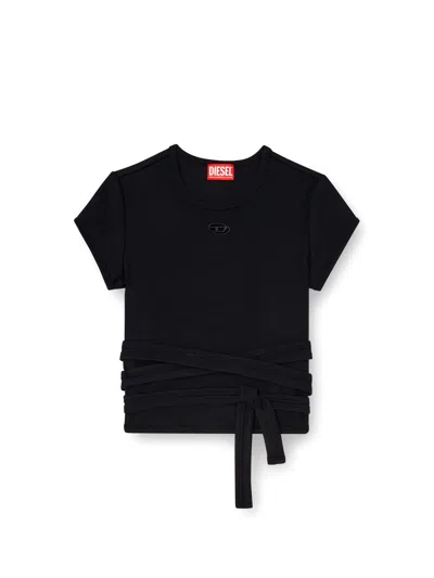 Diesel T-bunny-tail-s1 Cotton T-shirt With Tie Bands