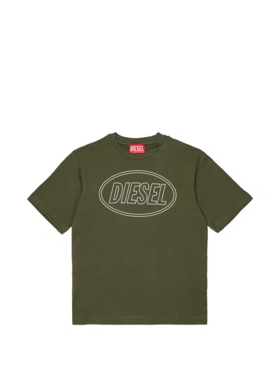 Diesel Kids' Tcircle Over T-shirt In Green