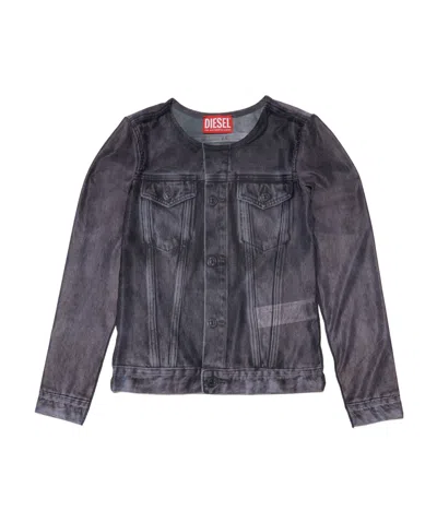 Diesel Tclau Trompe L'oeil Top In Black