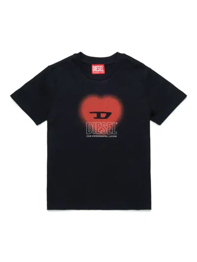Diesel Kids' Tcuore T-shirt In Black