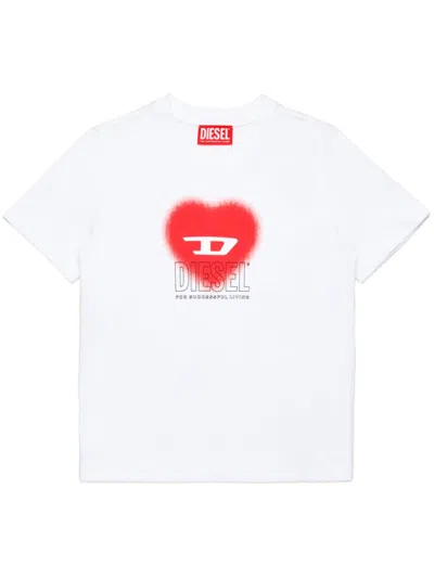 Diesel Kids' Tcuore T-shirt In White