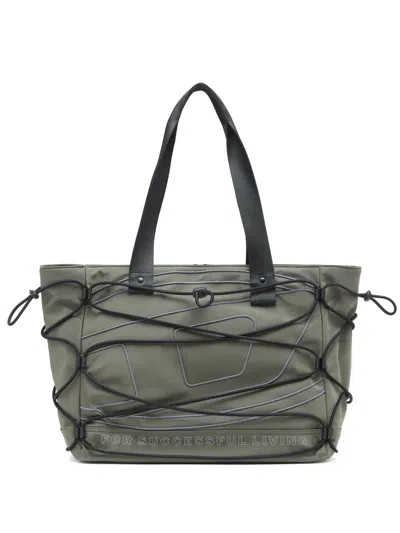 Diesel Tech-d Cord-detail Tote Bag In Green