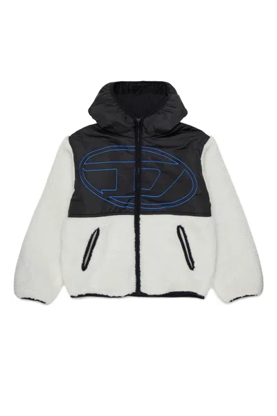 Diesel Kids' Teddy Jacket With Printed Logo In White