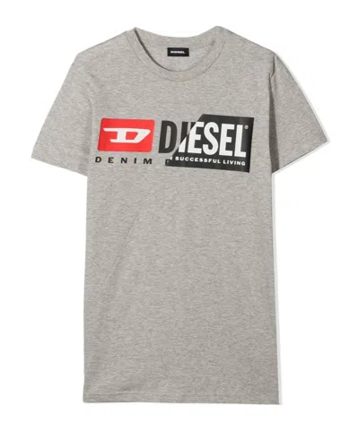 Diesel Teen Logo-print Short-sleeved T-shirt In Gray