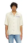 Diesel Tencel Shirt With Rhinestone Graphic In Neutral