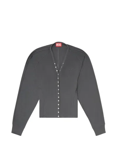 Diesel Tencel-blend Cardigan Top With Batwing Sleeves In Gray