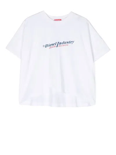 Diesel Kids' Texalind Maglietta Logo-print T-shirt In White