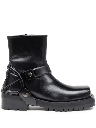 Diesel Texan Ch Leather Boots In Black