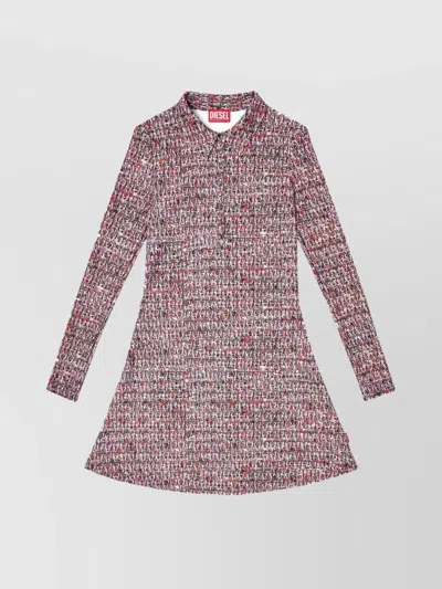 DIESEL TEXTURED ALL-OVER PRINT LONG SLEEVE DRESS