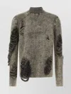 Diesel Textured Long Sleeve Sweater With Ribbed Collar In Multi