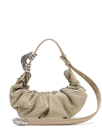 Diesel Textured Ruched Beige Handbag