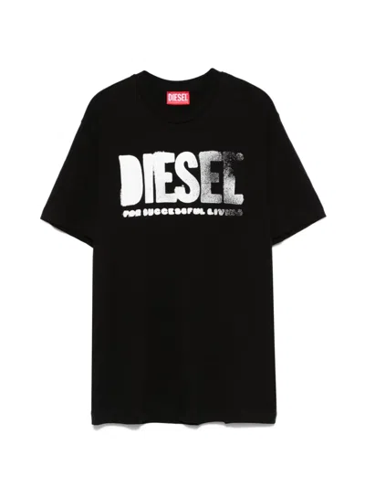 Diesel Thide Over Logo-detail T-shirt In Black