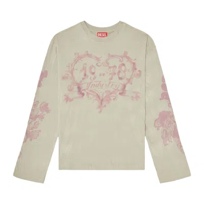Pre-owned Diesel T-hilary-ls-aa1 T-shirt 'pink/beige' | Women's Size S