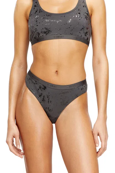 Diesel Thong In Metallic-effect Stretch Cotton In Gray