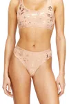 Diesel Thong In Metallic-effect Stretch Cotton In Pink