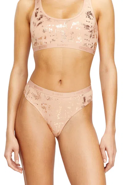 Diesel Thong In Metallic-effect Stretch Cotton In Pink