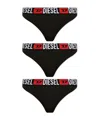 Diesel Ufst-stars Thongs (pack Of Three) In Black